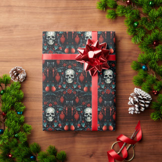 Papier Cadeau Ornement de Noël du crâne gothique