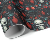 Papier Cadeau Ornement de Noël du crâne gothique (Coin rond)