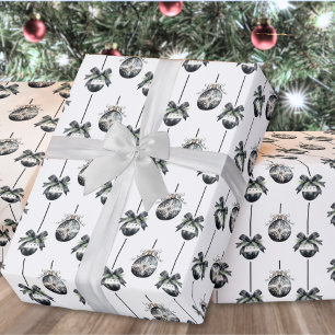 Papier Cadeau Ornement de Noël noir blanc