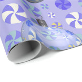 Papier Cadeau Ornement de Noël vert pourpre (Coin rond)