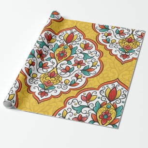 Papier Cadeau Ornement floral coloré sans couture motif