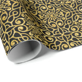 Papier Cadeau Ornement floral d'or victorien élégant (Coin rond)