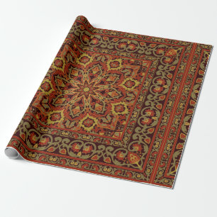 Papier Cadeau Ornement floral oriental avec cadre. Motif avec