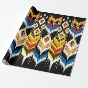 Papier Cadeau Ornement folklorique géométrique Ikat. Ethnie tr