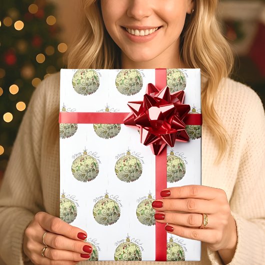 Papier Cadeau Ornement moderne Elegant Gold Doodle de Noël