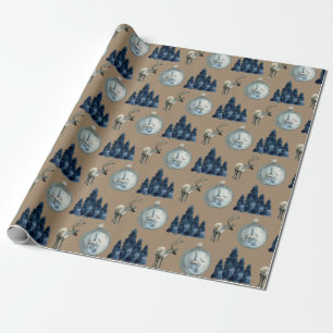 Papier Cadeau Ornement rustique Kraft Winter Woodland Spruce Sta