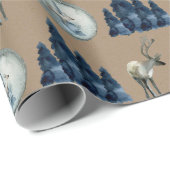 Papier Cadeau Ornement rustique Kraft Winter Woodland Spruce Sta (Coin rond)