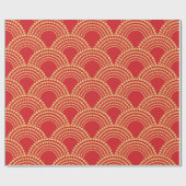 Papier Cadeau Ornement traditionnel chinois rouge et or (Plat)