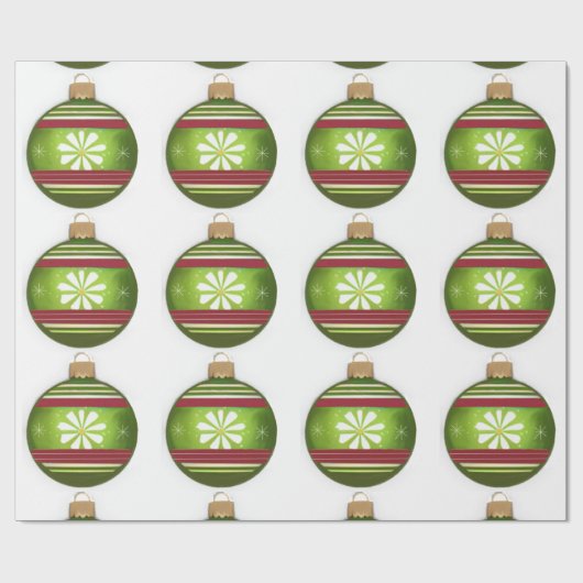 Papier Cadeau Ornement vert de Noël (Plat)