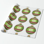 Papier Cadeau Ornement vert de Noël (Déroulé)