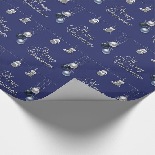 Papier Cadeau Ornements argentés de Noël - papier d'emballage (Coin)
