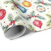 Papier Cadeau Ornements Colorés (Coin rond)