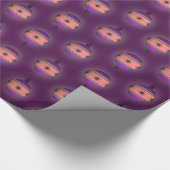 Papier Cadeau Ornements d'arbre de Noël Pêchent violet sur viole (Coin)