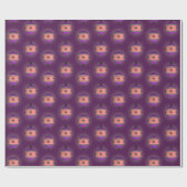 Papier Cadeau Ornements d'arbre de Noël Pêchent violet sur viole (Plat)