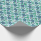 Papier Cadeau Ornements de boule tons bleus (Coin)