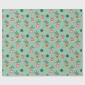 Papier Cadeau Ornements de chats sur Motif d'arbre (Plat)