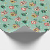 Papier Cadeau Ornements de chats sur Motif d'arbre (Coin)