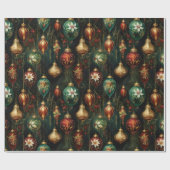 Papier Cadeau Ornements de Noël (Plat)