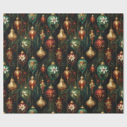 Papier Cadeau Ornements de Noël (Plat)