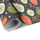 Papier Cadeau Ornements de Noël (Coin rond)