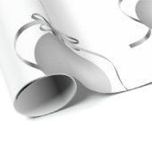 Papier Cadeau Ornements de Noël Argent et Vert (Coin rond)