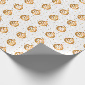 Papier Cadeau Ornements de Noël blanc et or (Coin)
