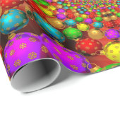 Papier Cadeau Ornements de Noël brillants Conception psychédéliq (Coin rond)