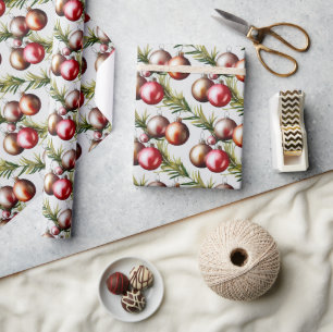 Papier Cadeau Ornements de Noël Chic Fêtes