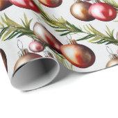 Papier Cadeau Ornements de Noël Chic Fêtes (Coin rond)