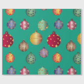 Papier Cadeau Ornements de Noël colorés et gais (Plat)