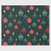 Papier Cadeau Ornements de Noël colorés Motif (Plat)