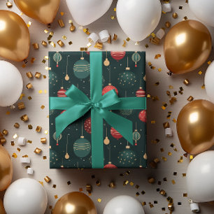 Papier Cadeau Ornements de Noël colorés Motif