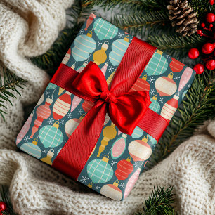 Papier Cadeau Ornements de Noël Colorés Motif Boule