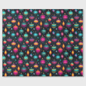 Papier Cadeau Ornements de Noël de Neon (Plat)