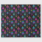 Papier Cadeau Ornements de Noël de Neon (Plat)