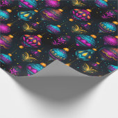 Papier Cadeau Ornements de Noël de Neon (Coin)