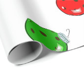 Papier Cadeau Ornements de Noël de Pickleball Rouge Vert sur Bla (Coin rond)