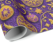 Papier Cadeau Ornements de Noël décoratifs en or (Coin rond)