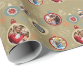 Papier Cadeau Ornements de Noël Elegant Or Personnalisé Face (Coin rond)