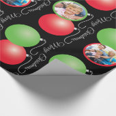 Papier Cadeau Ornements de Noël en noir & 5 cadres photo (Coin)