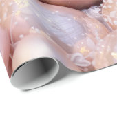 Papier Cadeau Ornements de Noël en or rose (Coin rond)