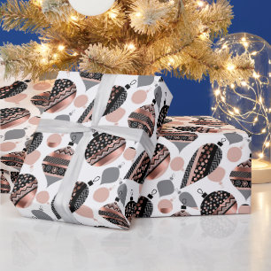 Papier Cadeau Ornements de Noël en or rose