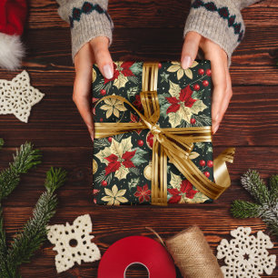 Papier Cadeau Ornements de Noël festifs Motif sans couture