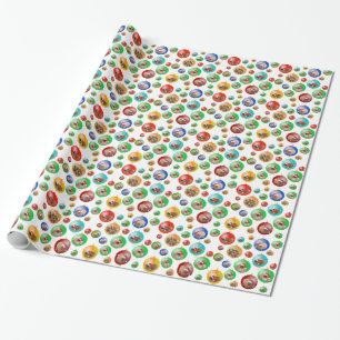 Papier Cadeau Ornements de Noël Pékinois