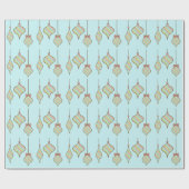Papier cadeau Ornements de Noël Rétro (Plat)