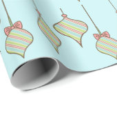 Papier cadeau Ornements de Noël Rétro (Coin rond)