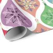 Papier Cadeau Ornements de Noël rétro Papier d'enveloppement de (Coin rond)