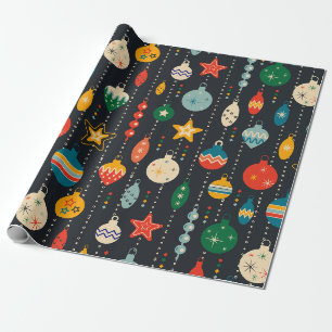 Papier Cadeau Ornements de Noël rétro vintage