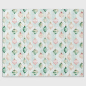 Papier Cadeau Ornements de Noël Rose Pâle Vert (Plat)