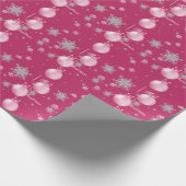 Papier Cadeau Ornements de Noël roses Enveloppement Papier (Coin)